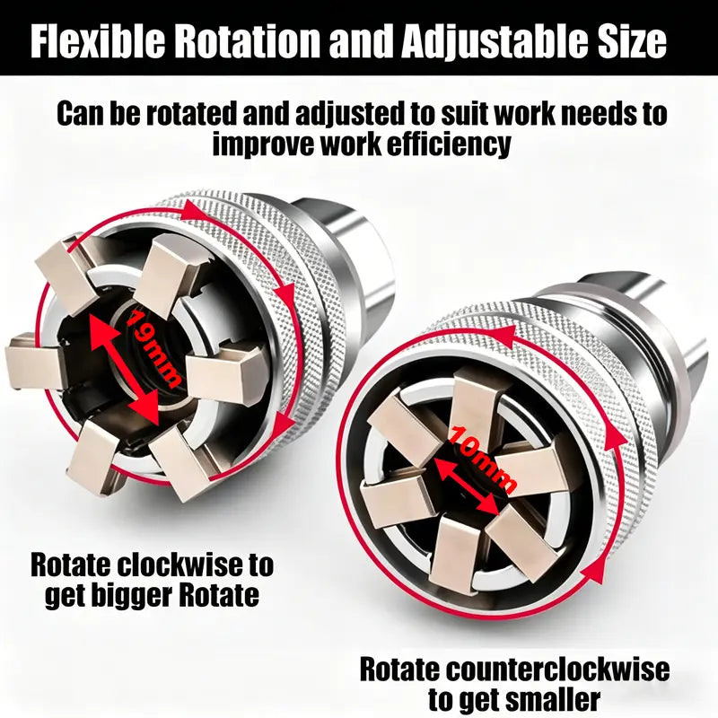 Universal Socket Wrench Tool, Multi-Function Adjustable Socket for 3/8-Inch Ratchet, Torque Wrench & Power Drill