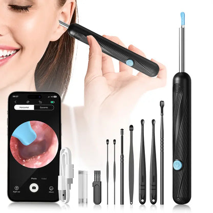 1080P HD Ear Wax Removal Tool with Camera, 6-Piece Ear Cleaning Kit, Rechargeable USB Ear Cleaner with WiFi Connectivity