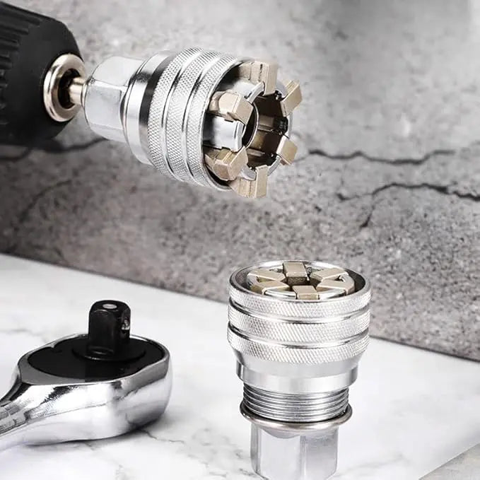 Universal Socket Wrench Tool, Multi-Function Adjustable Socket for 3/8-Inch Ratchet, Torque Wrench & Power Drill
