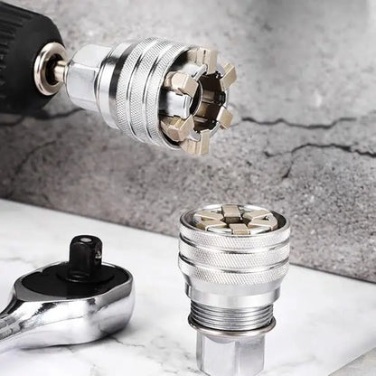 Universal Socket Wrench Tool, Multi-Function Adjustable Socket for 3/8-Inch Ratchet, Torque Wrench & Power Drill