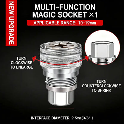 Universal Socket Wrench Tool, Multi-Function Adjustable Socket for 3/8-Inch Ratchet, Torque Wrench & Power Drill