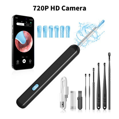 1080P HD Ear Wax Removal Tool with Camera, 6-Piece Ear Cleaning Kit, Rechargeable USB Ear Cleaner with WiFi Connectivity