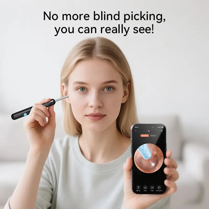 1080P HD Ear Wax Removal Tool with Camera, 6-Piece Ear Cleaning Kit, Rechargeable USB Ear Cleaner with WiFi Connectivity